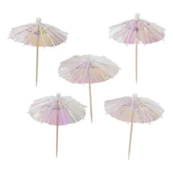 Cocktail parapluutjes iriserend - set van 12