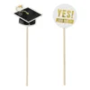 Cocktailprikkers met geslaagd - zwart/goud - set van 12
