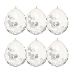 Confetti ballon - zilverkleurig - set van 6