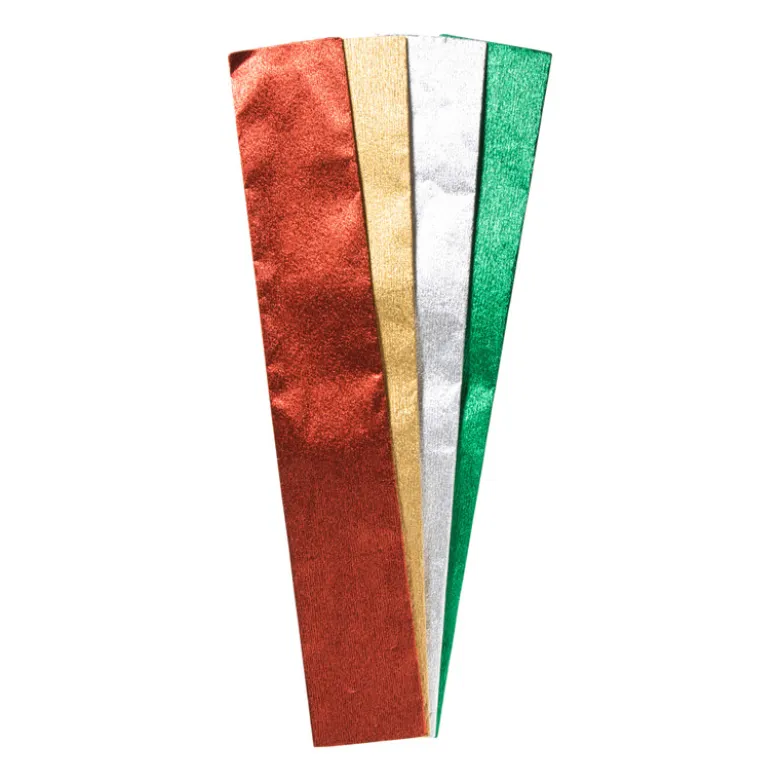 Crepe papier metallic - multikleur - set van 4