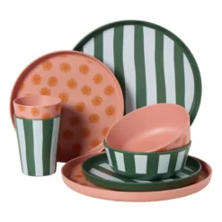 Cup streep - groen/wit - 340 ml