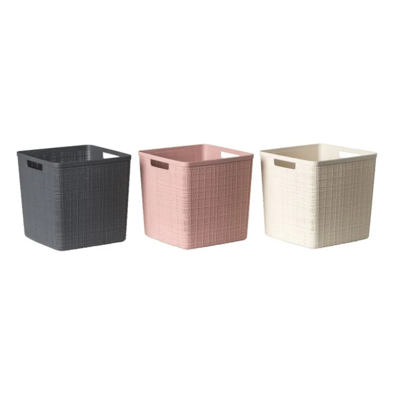 Curver jute opbergmand cube - 17 liter - roze