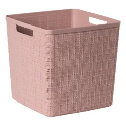 Curver jute opbergmand cube - 17 liter - roze