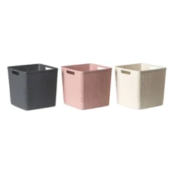 Curver jute opbergmand cube - 17 liter - grijs