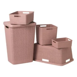 Curver jute wasmand - 46 liter - roze