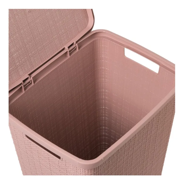 Curver jute wasmand met deksel - 58 liter - roze