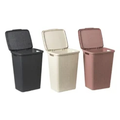 Curver jute wasmand met deksel - 58 liter - roze