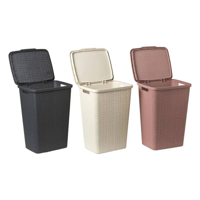 Curver jute wasmand met deksel - 58 liter - grijs