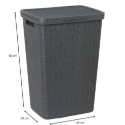 Curver jute wasmand met deksel - 58 liter - grijs