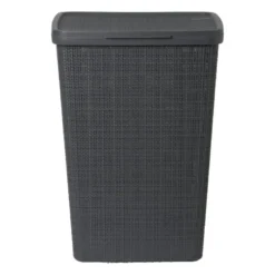 Curver jute wasmand met deksel - 58 liter - grijs