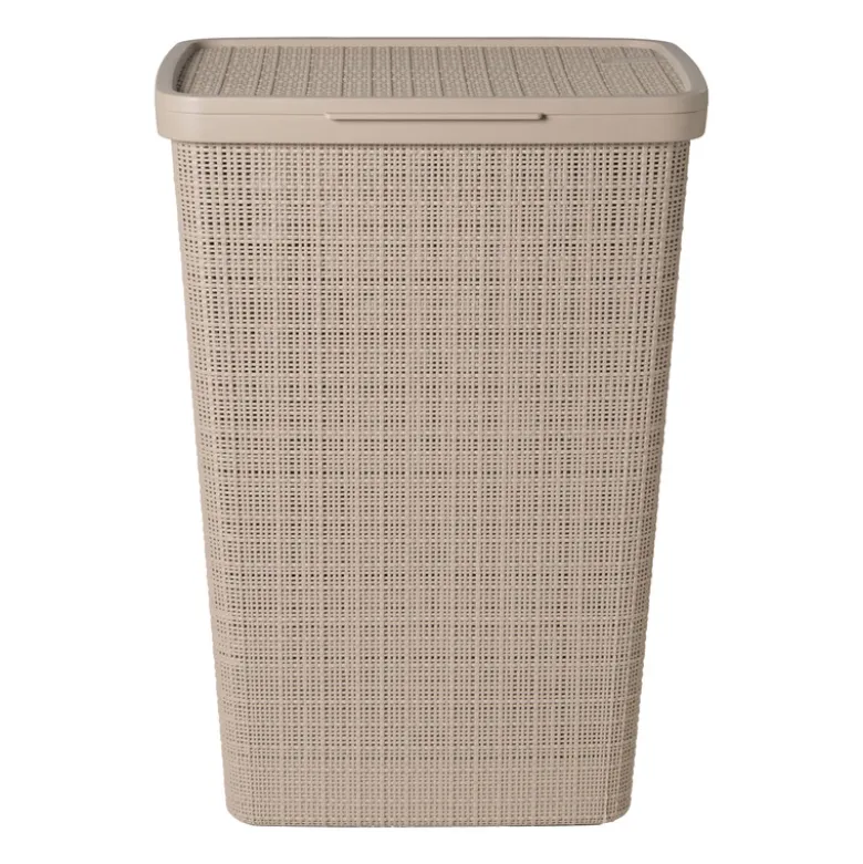Curver jute wasmand met deksel - 58 liter - bruin
