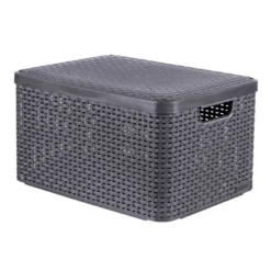 Curver opbergmand met deksel groot - grijs - 33x44.5x24.8 cm