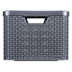 Curver opbergmand met deksel groot - grijs - 33x44.5x24.8 cm