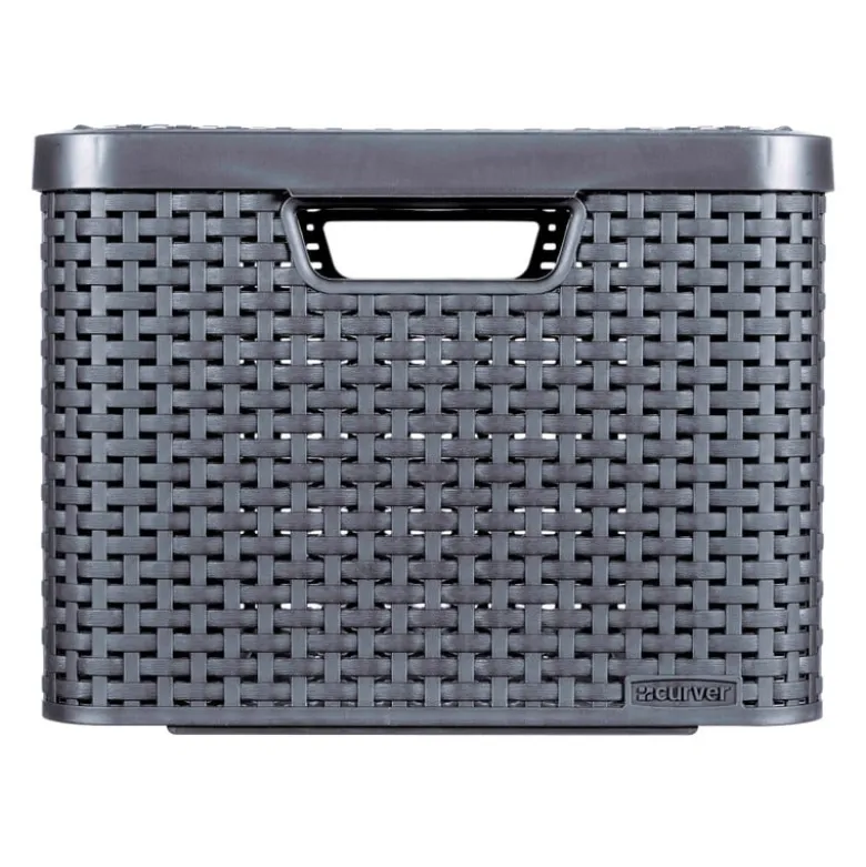 Curver opbergmand met deksel groot - grijs - 33x44.5x24.8 cm