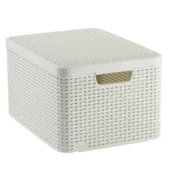 Curver opbergmand met deksel groot - wit - 33x44.5x24.8 cm