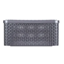Curver opbergmand met deksel middel - grijs - 28.7x38.6x17 cm