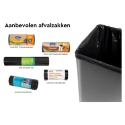 Curver prullenbak Verto - grijs/zwart - 54 liter