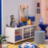 Decoratiebox acryl - oranje/blauw - set van 2