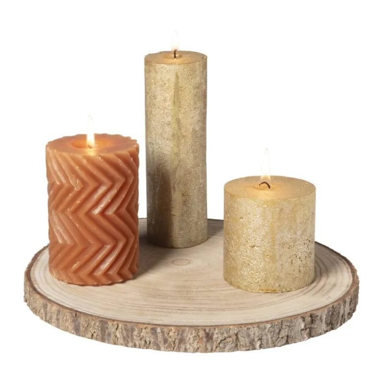 Decoratieplateau hout - bruin - ø26x2 cm