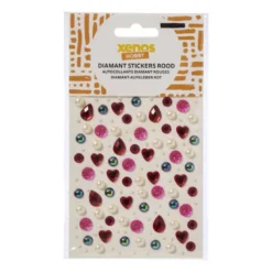 Decoratieve stickers hart & parel - rood