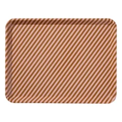 Dienblad streep - roze/bruin - 2.2x40x29 cm