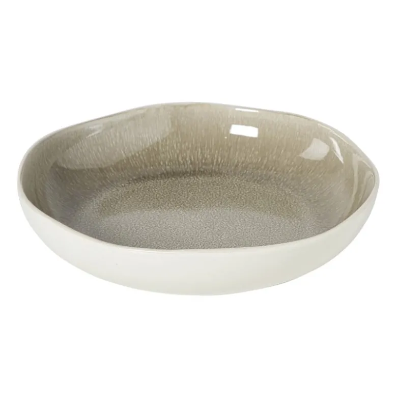 Diep bord kaori - wit/bruin - ø22x4 cm