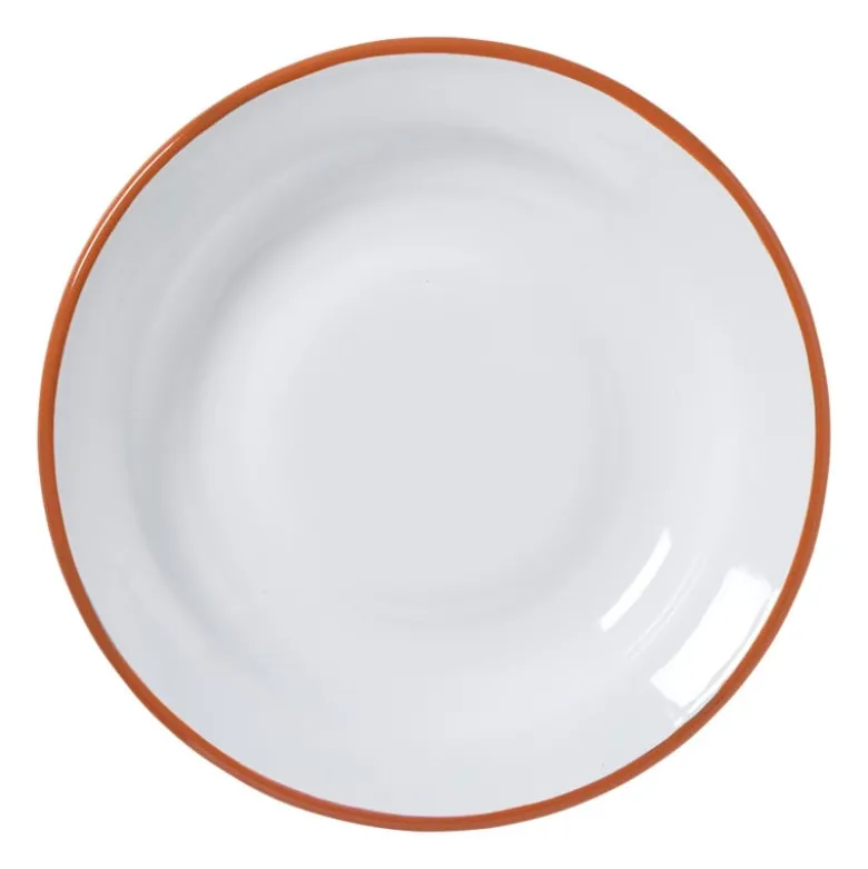 Dinerbord emaille - groen/oranje - ø24x3 cm