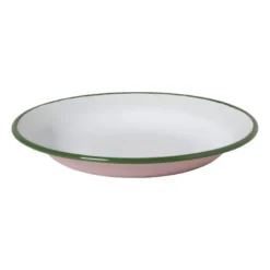 Dinerbord emaille - roze/groen - ø24x3 cm