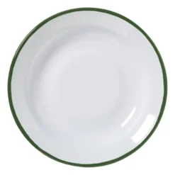 Dinerbord emaille - roze/groen - ø24x3 cm