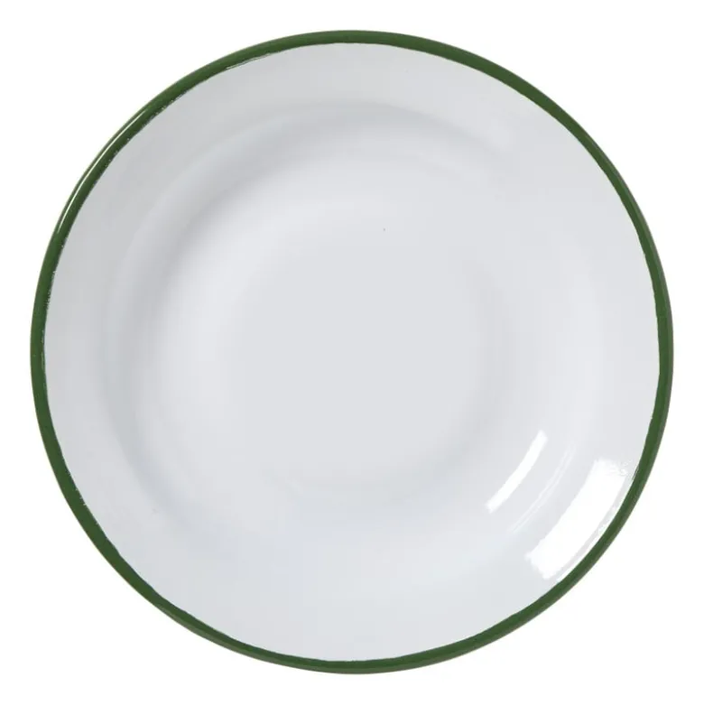 Dinerbord emaille - roze/groen - ø24x3 cm
