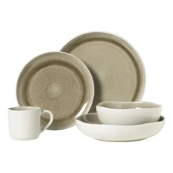 Dinerbord kaori - wit/bruin - ø27x3 cm