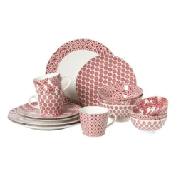 Dinerbord Mirna ruit - rood/wit - ø26.8x2.2 cm