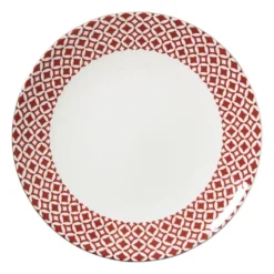 Dinerbord Mirna ruit - rood/wit - ø26.8x2.2 cm