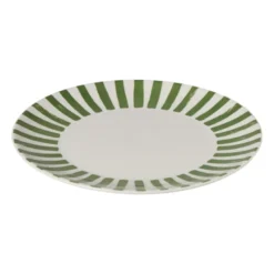 Dinerbord streep - groen/wit - ø26.5x2 cm
