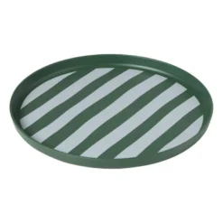 Dinerbord streep - groen/wit - ø26.5x2 cm