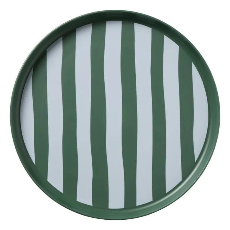 Dinerbord streep - groen/wit - ø26.5x2 cm