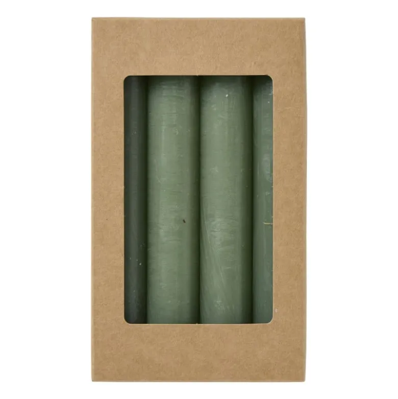 Dinerkaarsjes - set van 4 - groen - ø2.2x14 cm
