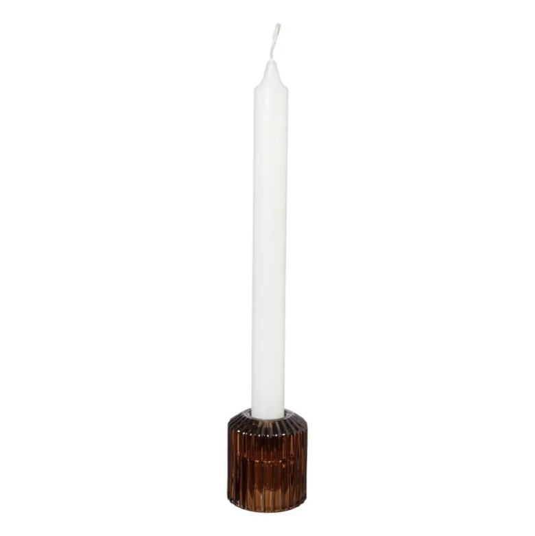 Diner/theelichthouder - lichtbruin - ø5.5x6 cm