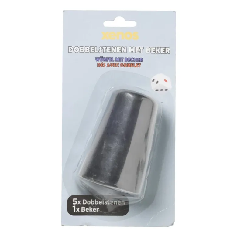 Dobbelstenen met beker - set van 6