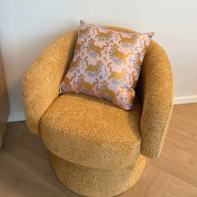 Draaifauteuil bouclé - oker - 74x68x66 cm