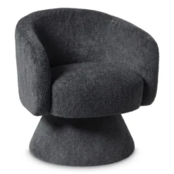 Draaifauteuil bouclé - zwart - 74x68x66 cm