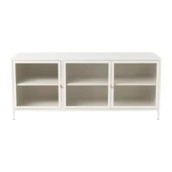 Dressoir Luca met geribbeld glazen deurtjes - offwhite - 50x120x42 cm