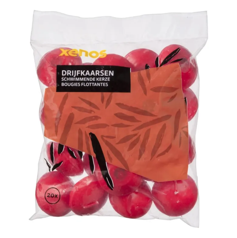 Drijfkaarsen - rood - 20 stuks