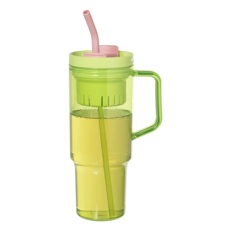 Drinkbeker met rietje Titan - groen - 1 liter