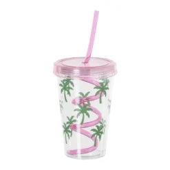 Drinkbeker palmboom - roze - 380 ml