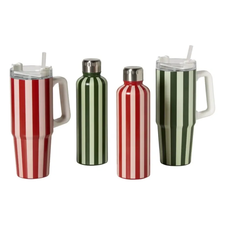 Drinkbeker streep - rood - 900 ml