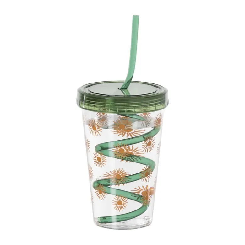 Drinkbeker zonnetjes - groen/oranje - 380 ml