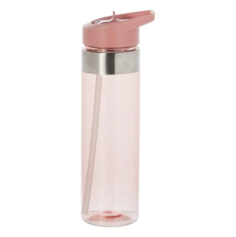 Drinkfles met rietje - roze - 500 ml