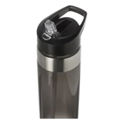 Drinkfles met rietje - zwart - 500 ml