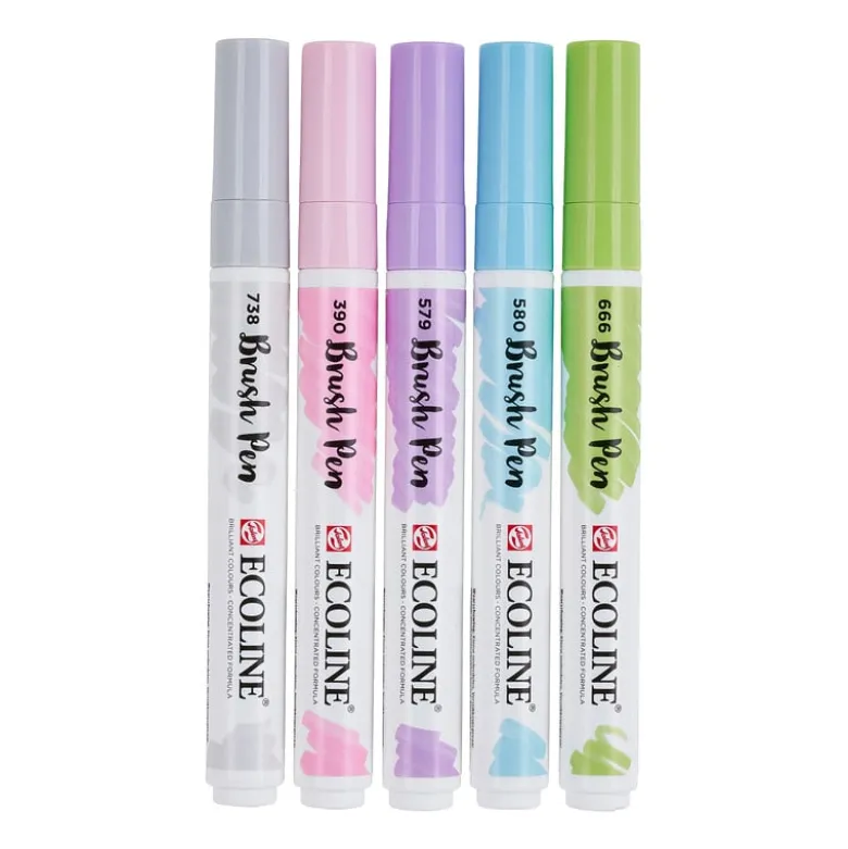 Ecoline brushpen - pasteltinten - set van 5 stuks